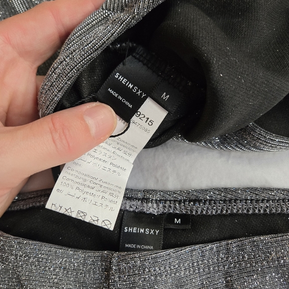 Shein SXY Silver Glitter Stretchy Tube Top & Flare Pants Set Party Evening - Picture 6 of 12